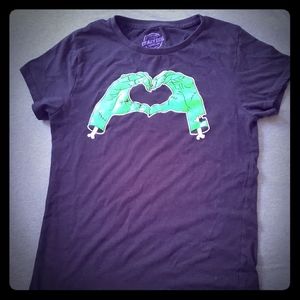Frankenstein heart hands charcoal tshirt M